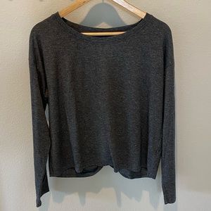 Athleta | charcoal grey long sleeve open back shirt | size medium